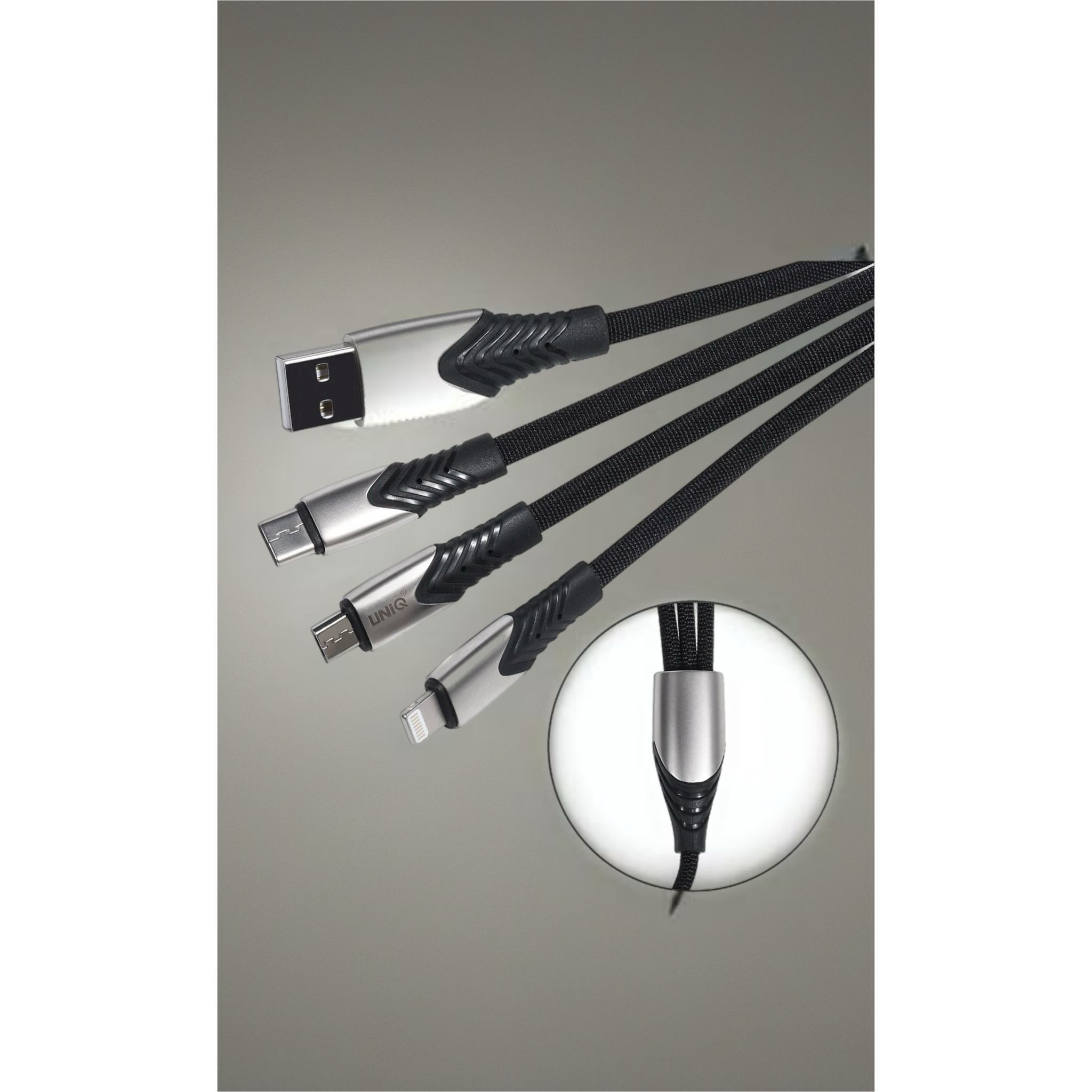 UNIQ Accessory 3-i-1 USB Opladnings- og Dataoverførselskabel